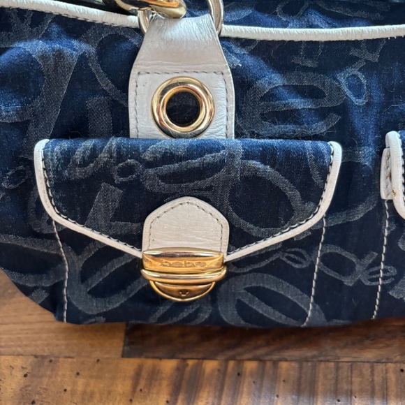 Bebe Las Angeles Purse/Handbag Denim Y2K Bag With Leather and Charms - Picture 2 of 13